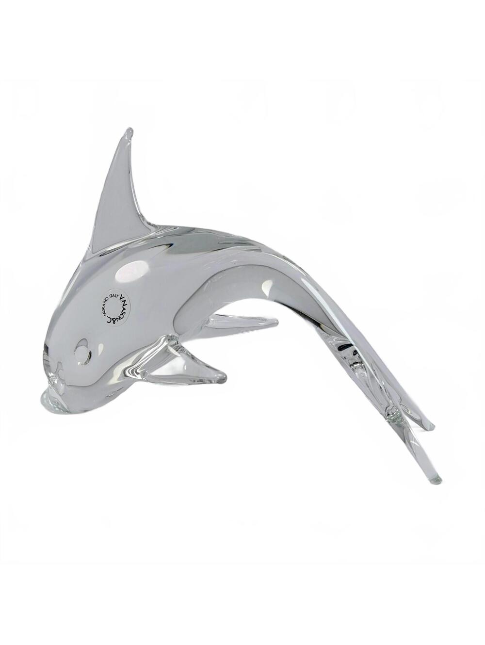 Clear Art Glass Leaping Dolphin, V. Nason & C. Murano